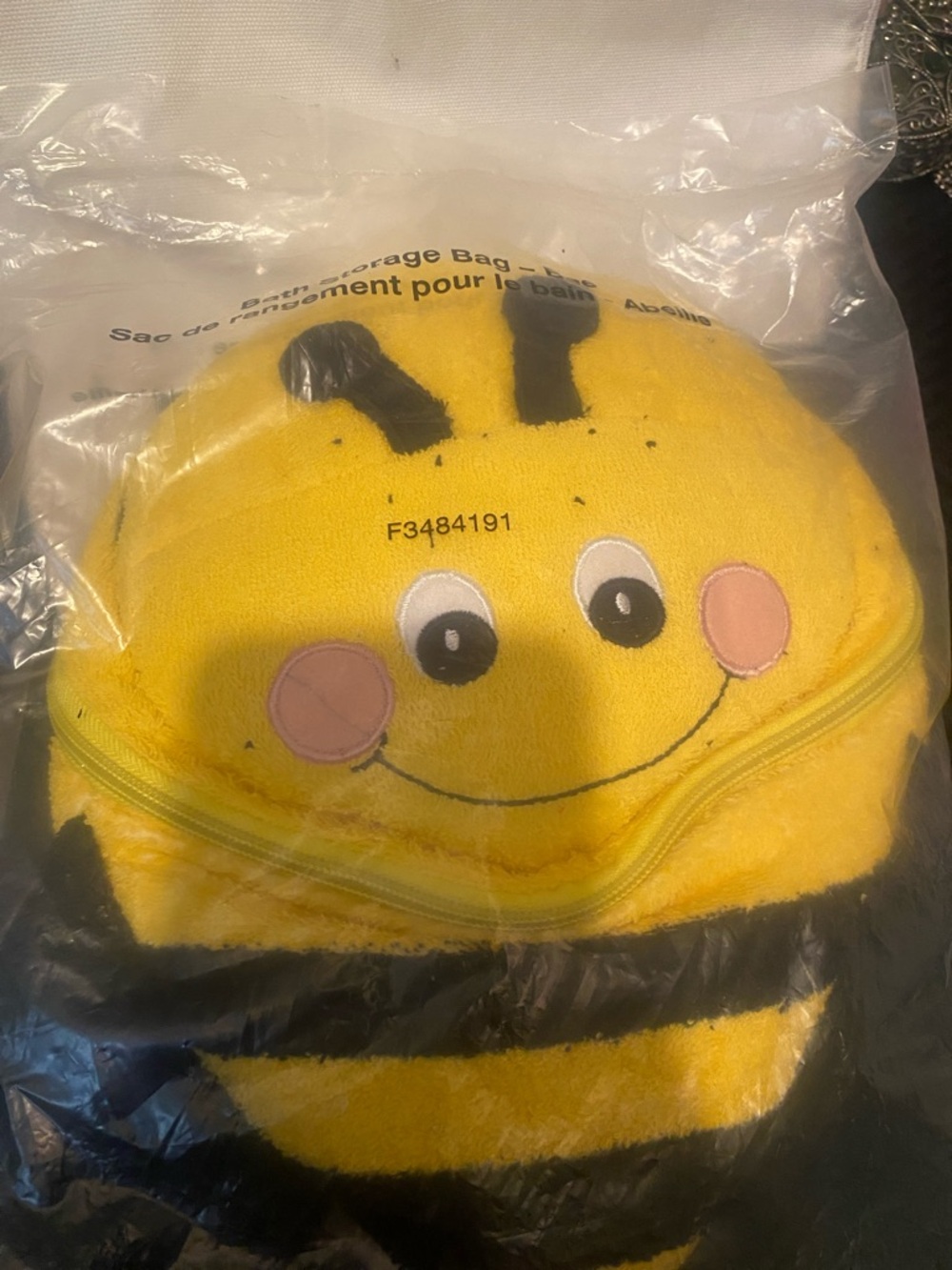 Bath storage plush bag by Avon Yellow Bee Plush Pouch with Smiling Face new